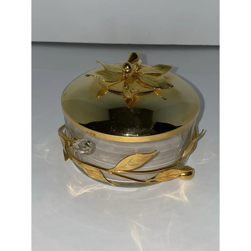 Echt‎ Kristall Glas Handarbeit Weidensteiner Frauenau Trinket Glass+Gold German